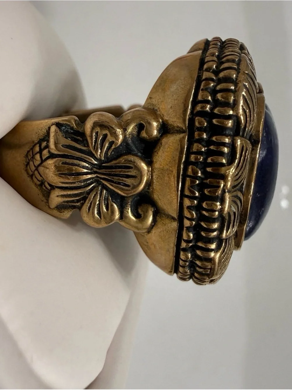 Vintage Studio Barse Thai Bronze Lapis Lazuli Statement Ring Size 9 Heavy 17.8g